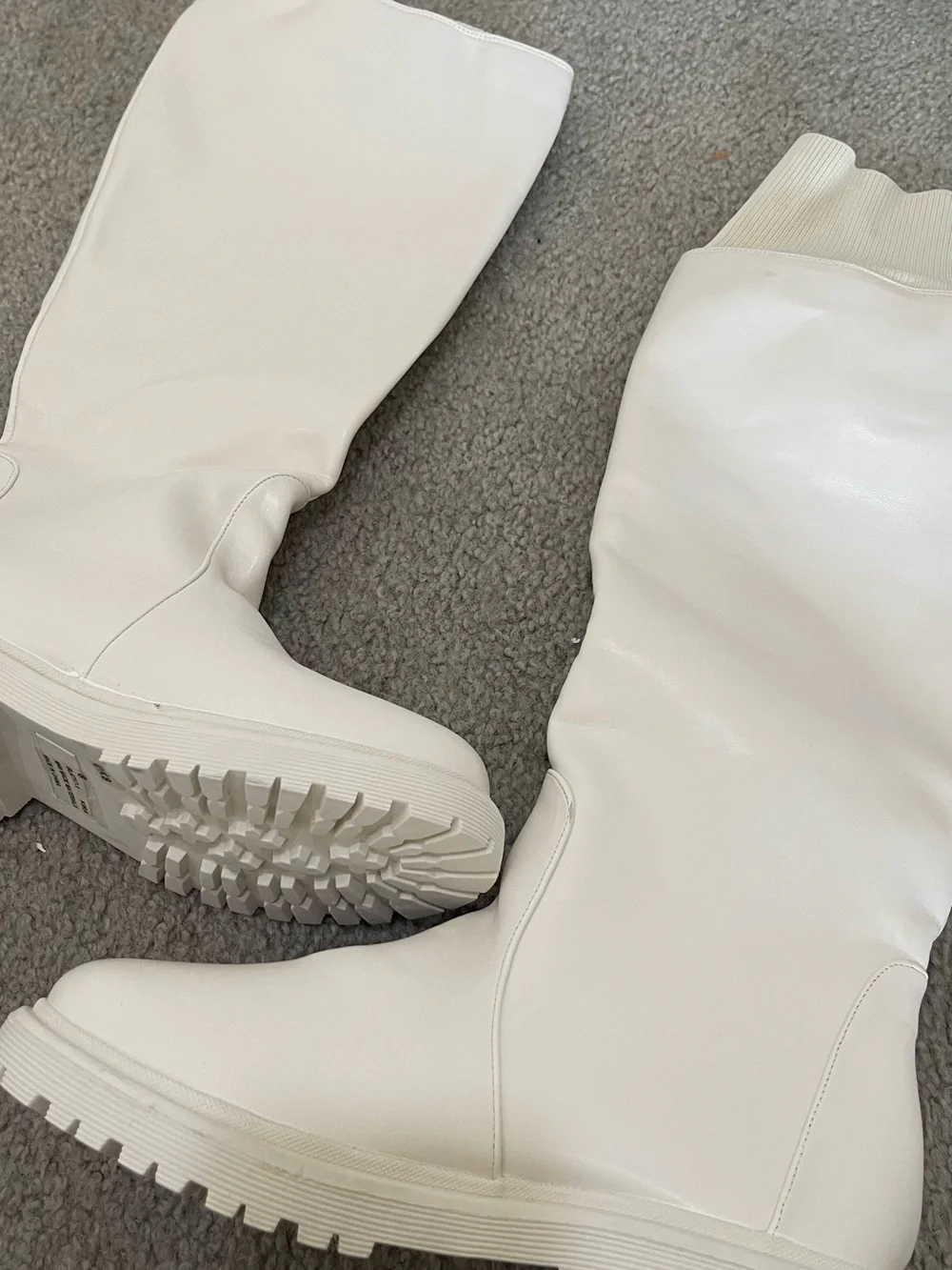 EGO White Over-the-Knee Chunky Sole Boots